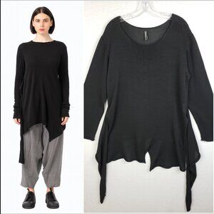 RUNDHOLZ Tunic Sweater Asymmetrical Hem Black Minimalist Lagenlook size M Goth